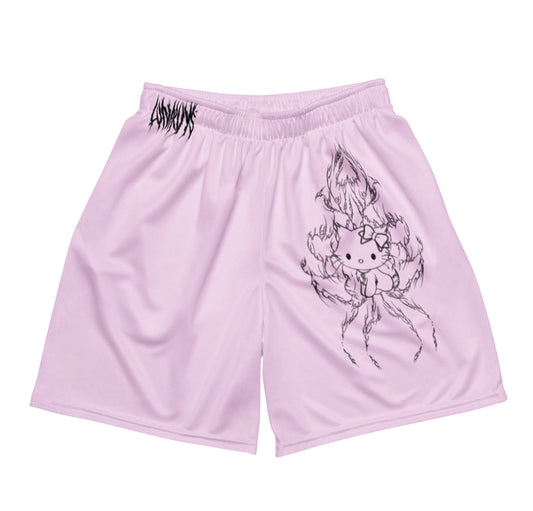 CYBER CAT BRANDED MESH SHORTS (PINK)